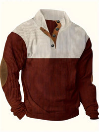 Manfred | Stylischer Color-Block Pullover – Bordeauxrot
