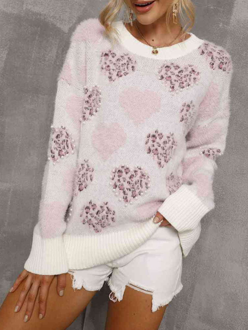Poimera | Flauschiger Pullover mit Herzmustern