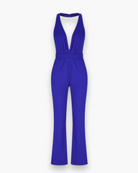 Damen Stilvoll Tief Schnitt Jumpsuit | Elegante – Blau