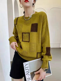 Annouska – Strick Pullover Mit Blockmuster – Gelb