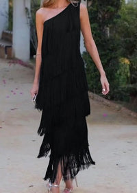 Carol | Einzigartiges One-Shoulder-Kleid – Schwarz