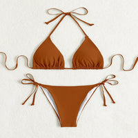 Donna – Bikinis mit Bindebändern in einfarbig – Dunkelbraun
