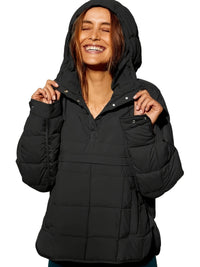 Leyvalis | Solider Kapuzenmantel – Lässige warme Jacke für Damen – Schwarz