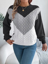 ELEGANTER FARBBLOCK RUNDHALS-PULLOVER | MODERNER STIL, KOMFORTABEL, VIELSEITIG – Schwarz