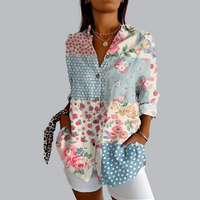 Tunika für Damen - Luftige Elegante Bluse mit Print für den Sommer 2024 – Blaue Blume