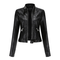 Bikerjacke Damen | Kurz mit Reißverschluss und Seitentaschen – Schwarz