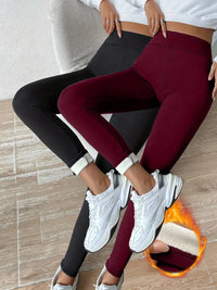 Shivlina | Doppelte, einfarbige Skinny-Leggings – Schwarz+Rot