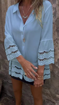 Miranda™ | Elegante Bluse im Ibiza-Stil – Hellblau