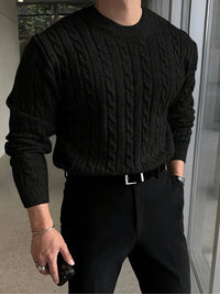 Mergim – Lässiger Strickpullover Mit Langen Ärmeln – Schwarz