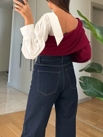 Nadine - Vielseitiger Patchwork-Strickpullover