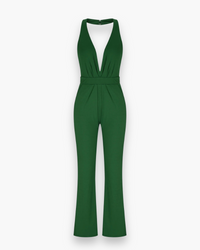 Damen Stilvoll Tief Schnitt Jumpsuit | Elegante – Grün