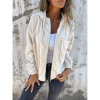 Damen Reißverschluss Kapuze Jacke | Langarm – Weiß