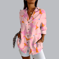 Tunika für Damen - Luftige Elegante Bluse mit Print für den Sommer 2024 – Rosa Blume