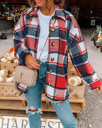 Vivien™ - Lässige Jacke mit Karomuster und Knopfleiste – Rot