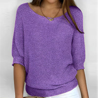 Leonie - Moderner Pullover mit Rundhalsausschnitt – Lila