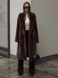 Wanna | Langer Damen Wintermantel – Kaffee