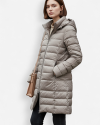 Puffer Winterjacke mit Kapuze und geradem Schnitt – Khaki