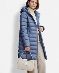 Puffer Winterjacke mit Kapuze und geradem Schnitt – Blau