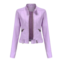Bikerjacke Damen | Kurz mit Reißverschluss und Seitentaschen – Lila