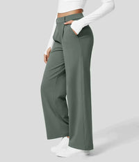 Sommer Palazzo Hose für Damen - Leicht Elegant Hohe Taillen Marlenehose – Tiefes Aquamarin