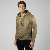 Langarmshirt für Herren mit Schnürung im Vintage-Look – Khaki