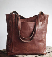 Elsbetha® | Klassische Leder Schultertasche – Dunkelbraun