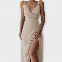 Valeria | Edles Kleid für gehobene Damenmode – Beigegrau
