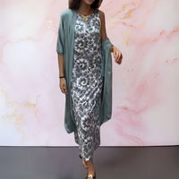 Mel | Elegantes Kleid mit Strickjacke – Blau