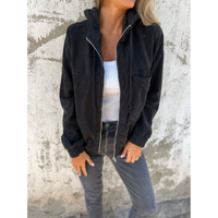 Damen Reißverschluss Kapuze Jacke | Langarm – Schwarz
