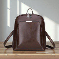 Klassischer Doppel-Reißverschluss Rucksack - elegantes Design – Reiches Braun