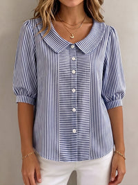Xandria - Gestreifte Bluse mit Knopfleiste – Marine