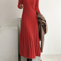 Isabella | Elegantes Damen Maxikleid Stricklook – Rot