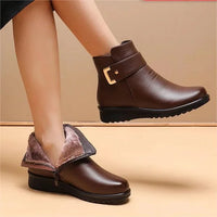 Winterschuhe Damen | Knöchelhoch Mit Metallschnalle – Braun