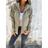 Damen Reißverschluss Kapuze Jacke | Langarm – Grün