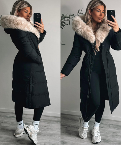 Aniela | Elegante Lange Jacke mit Pelz