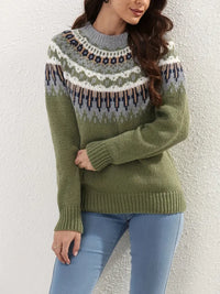 MODISCHER DAMENPULLOVER | ELEGANTER STIL, KOMFORTABEL, MUSTER – Grün