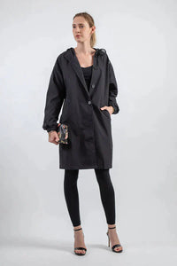 Damen Winterregenjacke | Mit Knöpfen – Schwarz