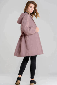 Damen Winterregenjacke | Mit Knöpfen – Hellrosa