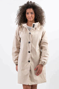 Damen Winterregenjacke | Mit Knöpfen – Beige