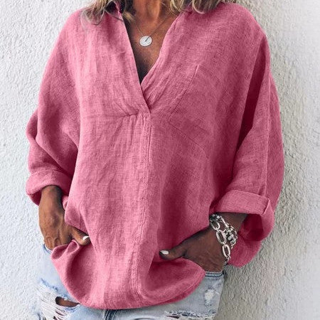 Loretta - Stylische V-Ausschnitt Loose Bluse