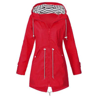 Damen Kapuze Winddichte RegenJacke | Langarm – Rot