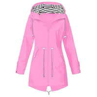 Damen Kapuze Winddichte RegenJacke | Langarm – Rosa