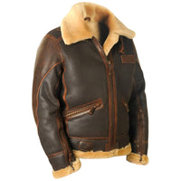 Retro-inspirierte Herrenjacke mit Innenseite aus Shearling – Braun