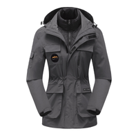 Damen Skijacke mit Kapuze | Sportliche Outdoor Winterjacke – Grau