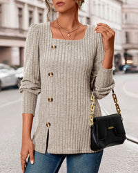 Muriel - Rippenstrick-Oberteil – Beige