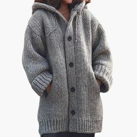 Langer Kapuzen Cardigan für Damen – Grau