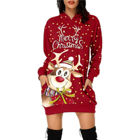 Georgia - Elegantes Weihnachtskapuzenkleid für Damen – Rot