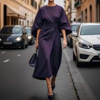 Lauriane - Stilvolles Damenkleid mit Laternenärmeln – Violett