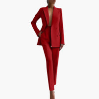 Elegantes Damen Blazer-Ensemble - Taillierter Schnitt mit Hose – Rot