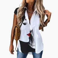 Sommer Top für Damen mit - Schmetterlingsdruck Leicht – Schwarz